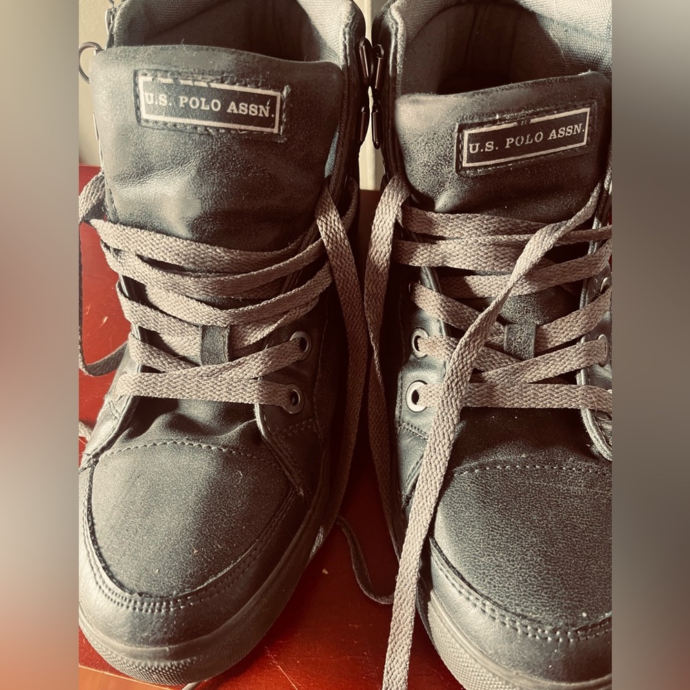 U.S. Polo Assn. Black Sneakers with Lace-Up Design and Sturdy Sole